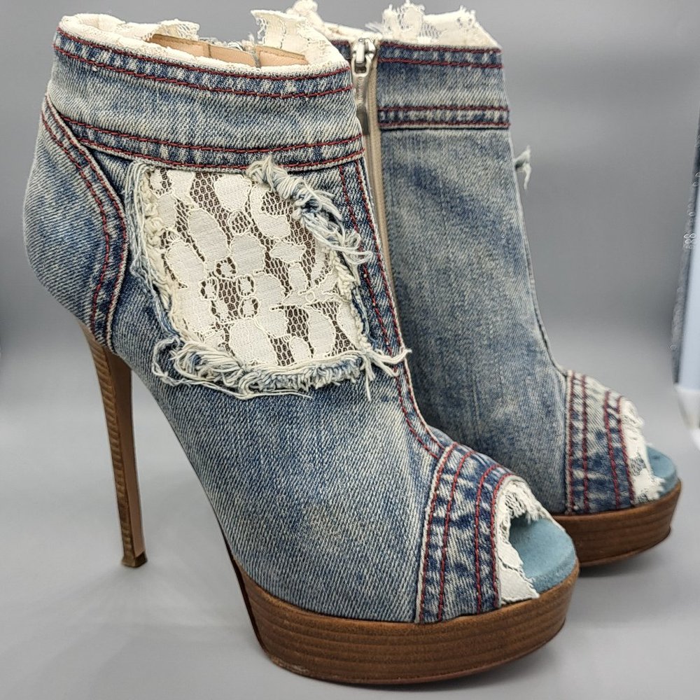 Gianmarco Lorenzi Distressed Denim Booties